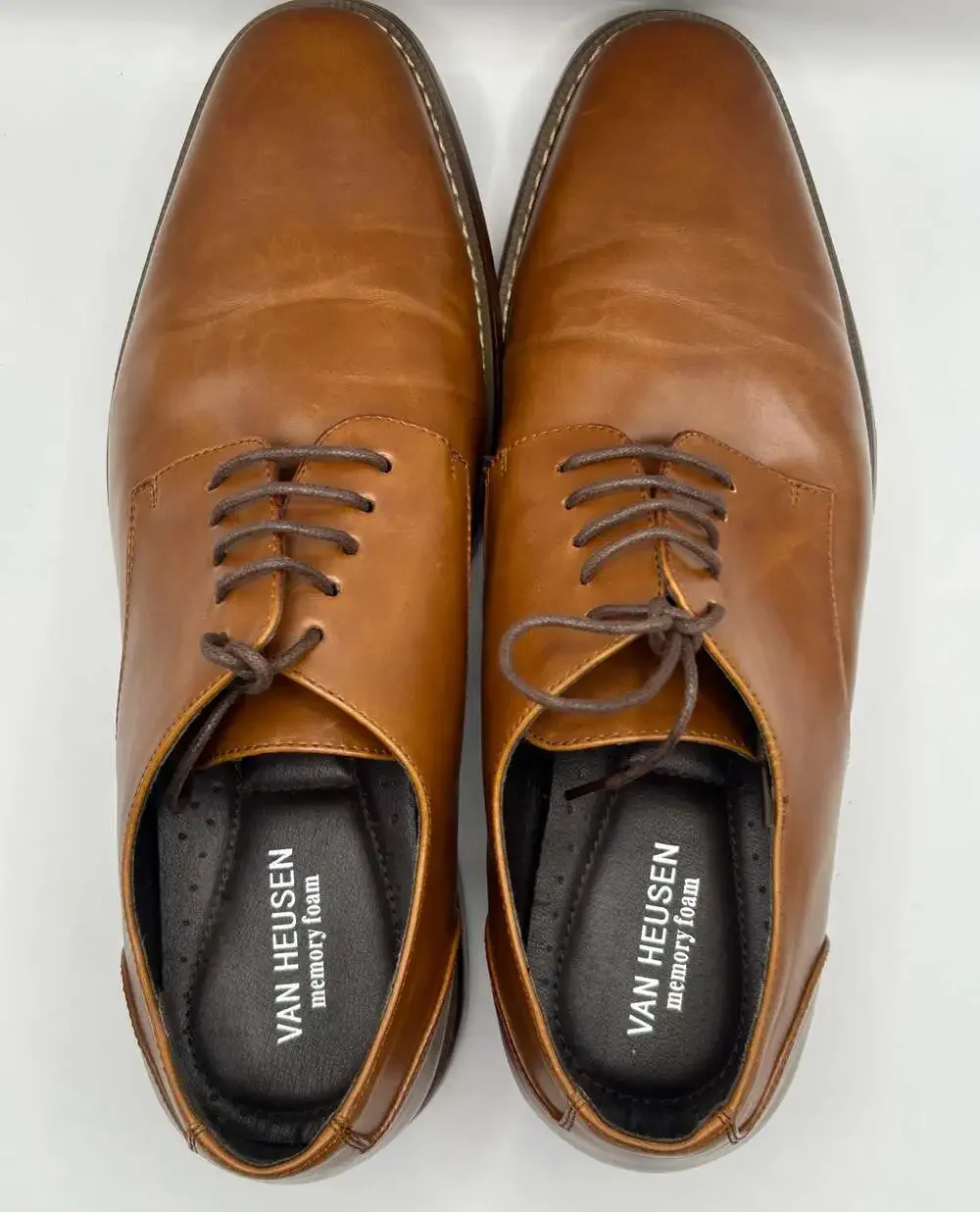 Van Heusen Garrett Men's Memory Foam Cognac Oxford Dress Shoes